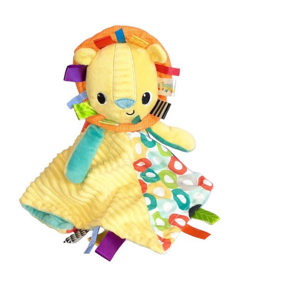 Bright Starts Taggies Ribbon Tags Lion Security Blanket Lovey 14" X 14" - Picture 2 of 5